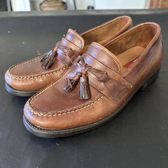 Bass Flex Loafers Men’s 10 Brown Leather Phillips Tassel Comfort Slip-on Y2K BP - Picture 3 of 11